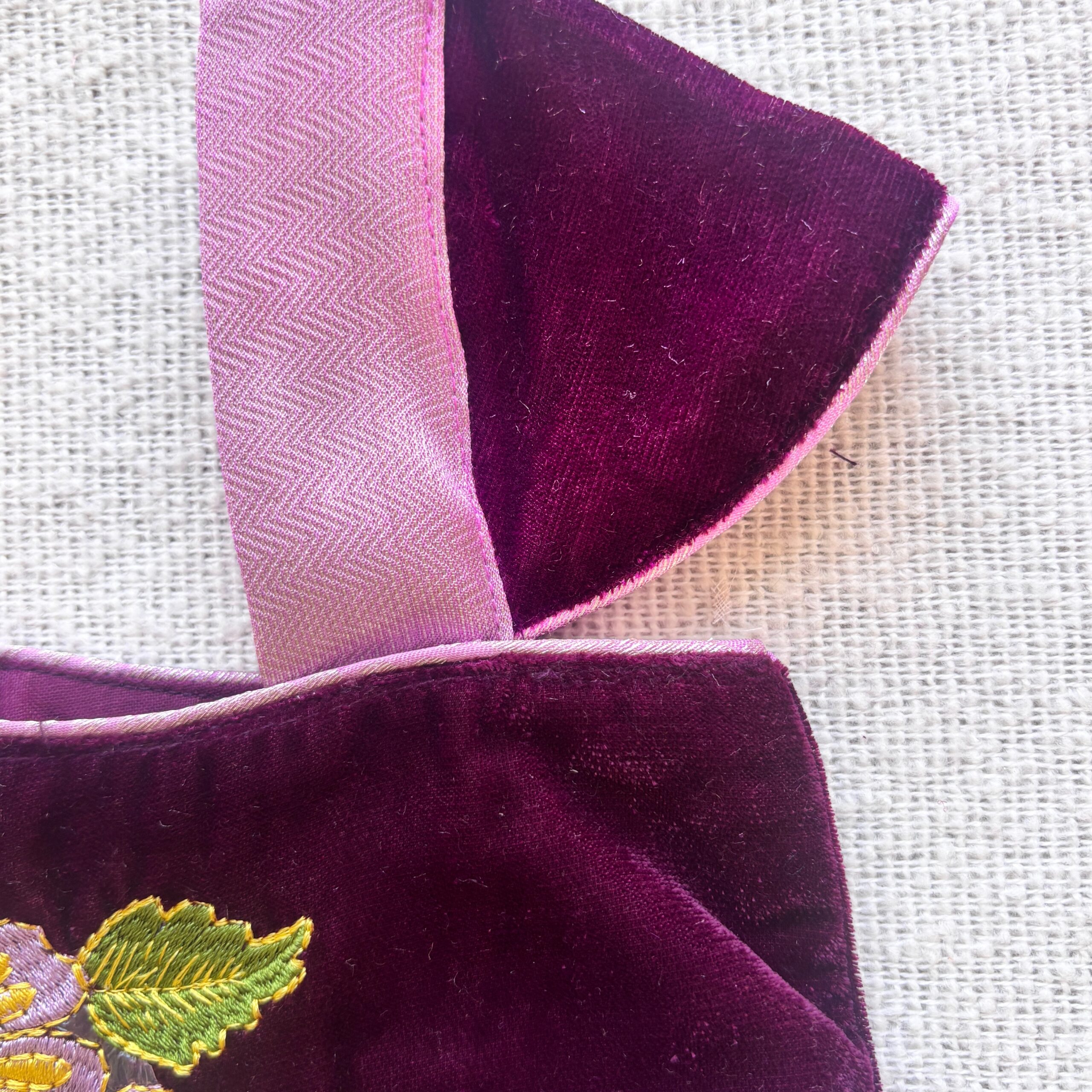 Side view of Taara purple velvet long gown for girls