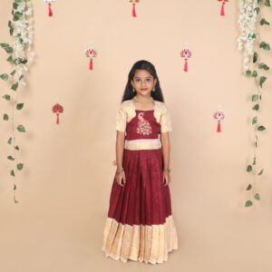 Front view of Mayuri ethnic skirt and top set for girls