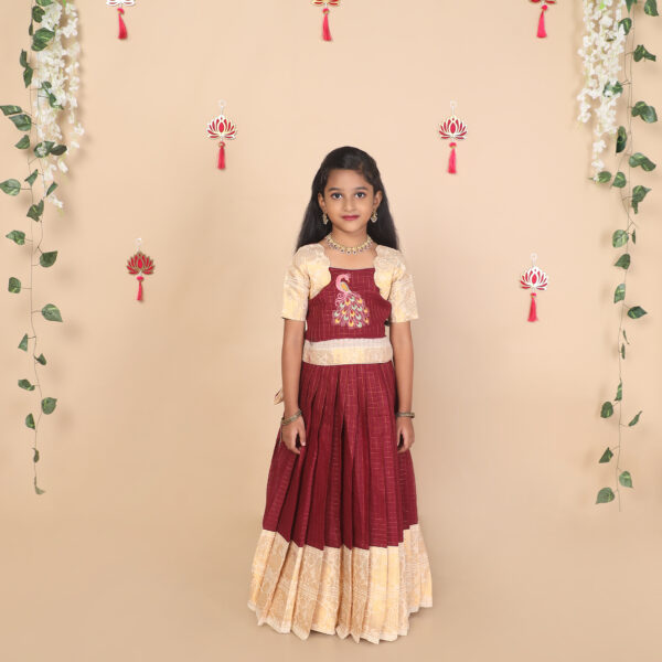 Front view of Mayuri ethnic skirt and top set for girls
