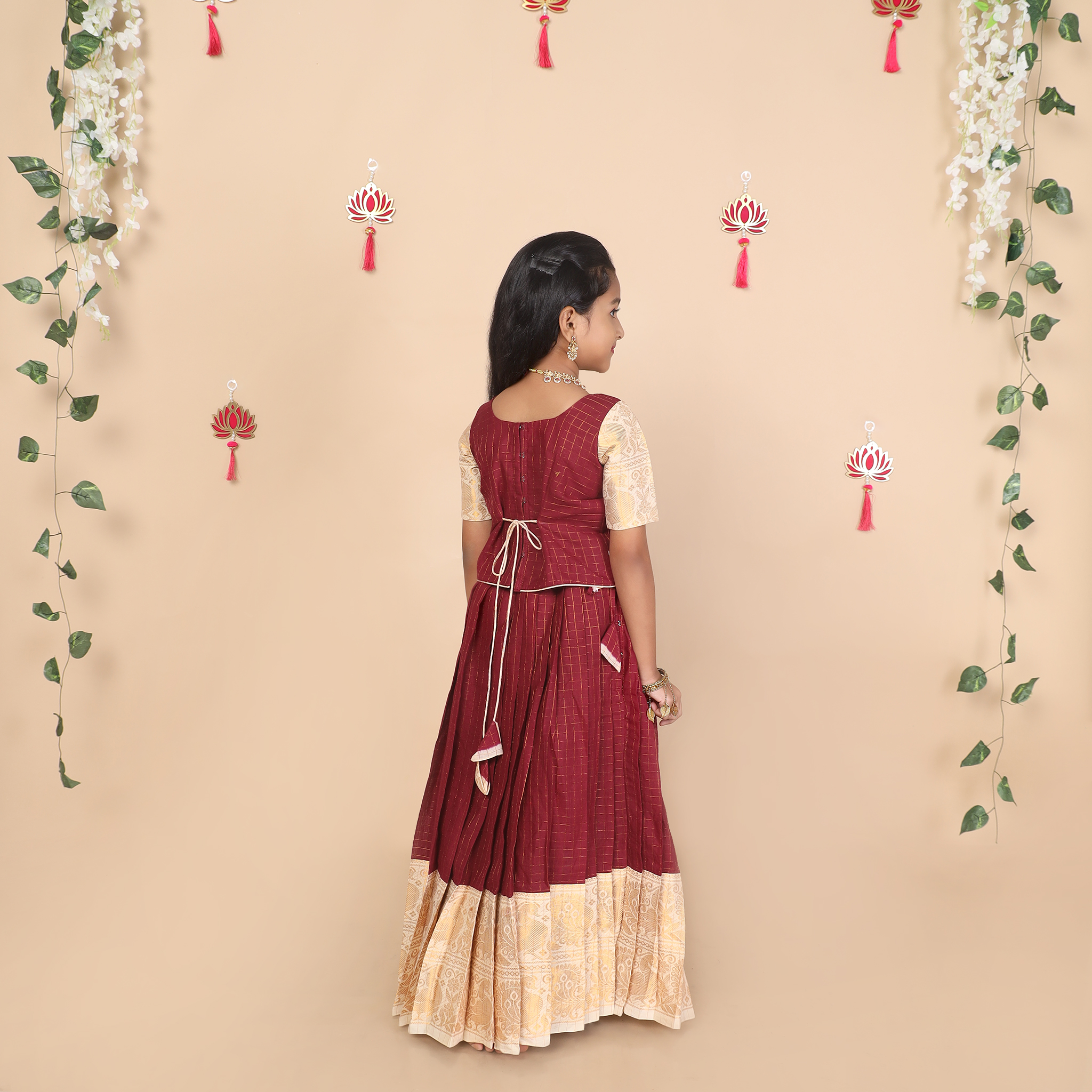 Back view of Mayuri ethnic skirt and top set for girls