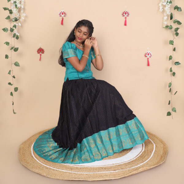 Deep blue and teal ethnic skirt and top set for girls full