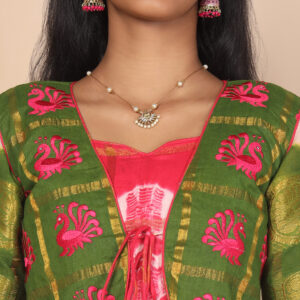 Close up traditional pattern detail on ethnic jacket for girls