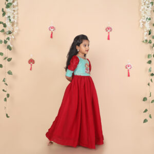 Side view of Yazh Nila girls long gown
