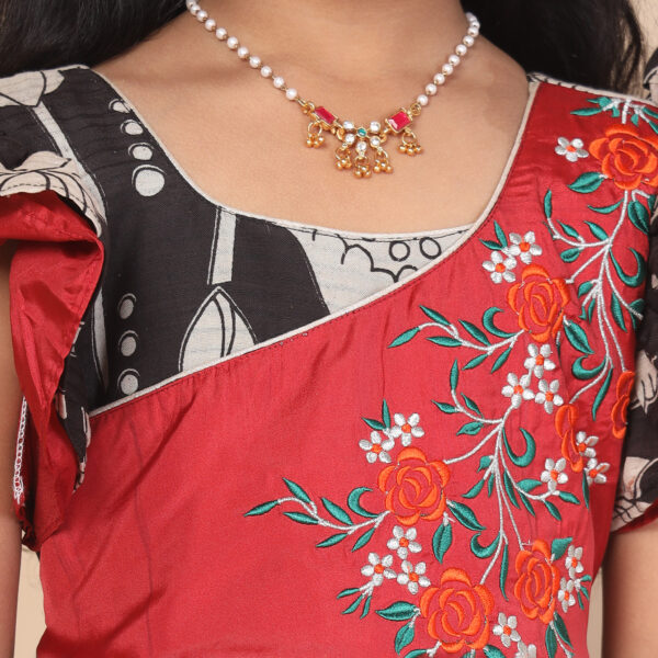 Girls long gown embroidery detail