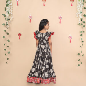 Girls long gown Kalamkari back view