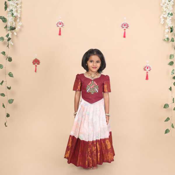 Front view of ethnic skirt and crop top for girls