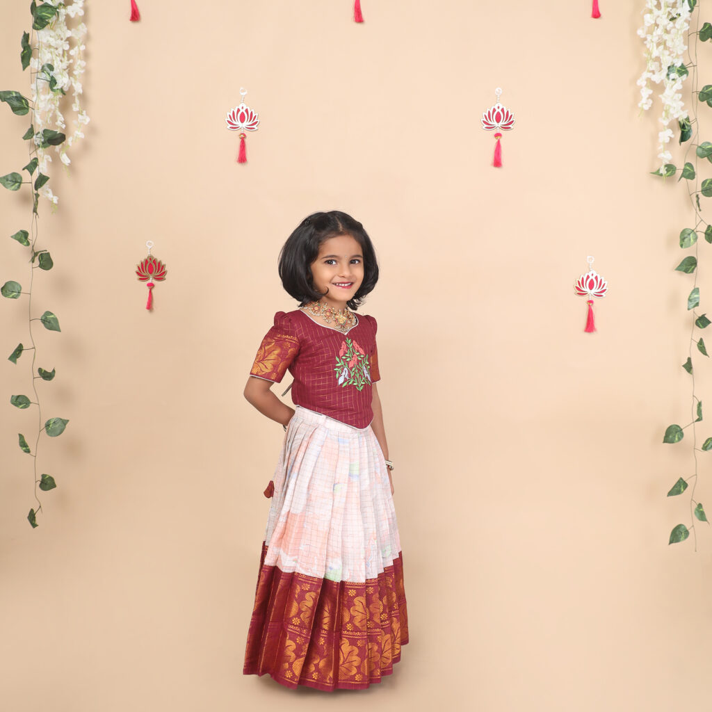 Side view ethnic festive skirt and crop top set