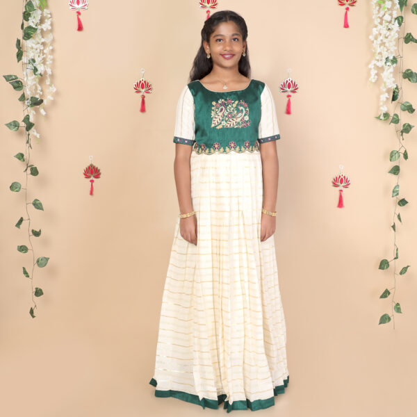 Front view of Nila ethnic long gown for girls