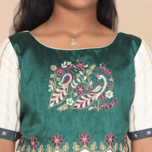 Close up detail of Nila ethnic long gown for girls