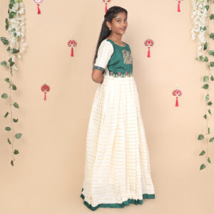 Side view of Nila ethnic long gown for girls