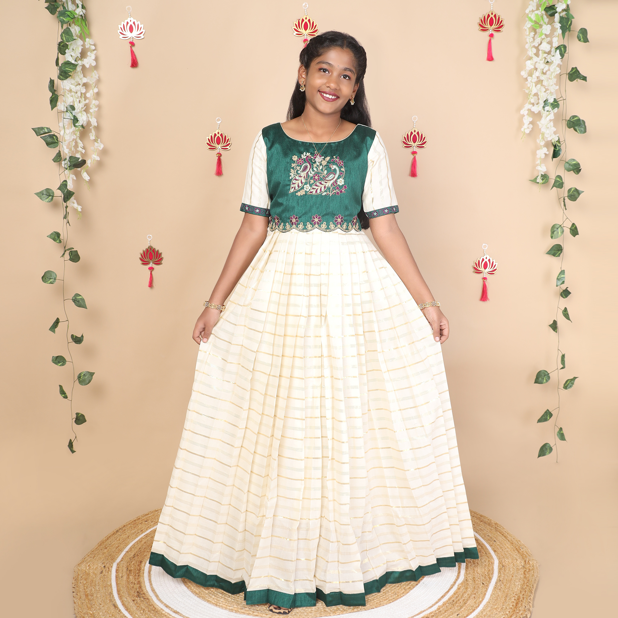 Nila ethnic long gown for girls full view