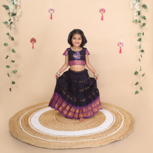 Deep blue skirt and crop top set for girls full view