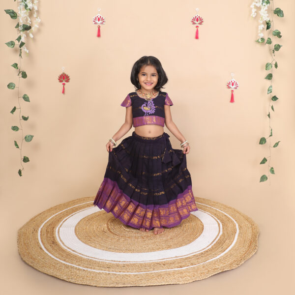 Deep blue skirt and crop top set for girls full view