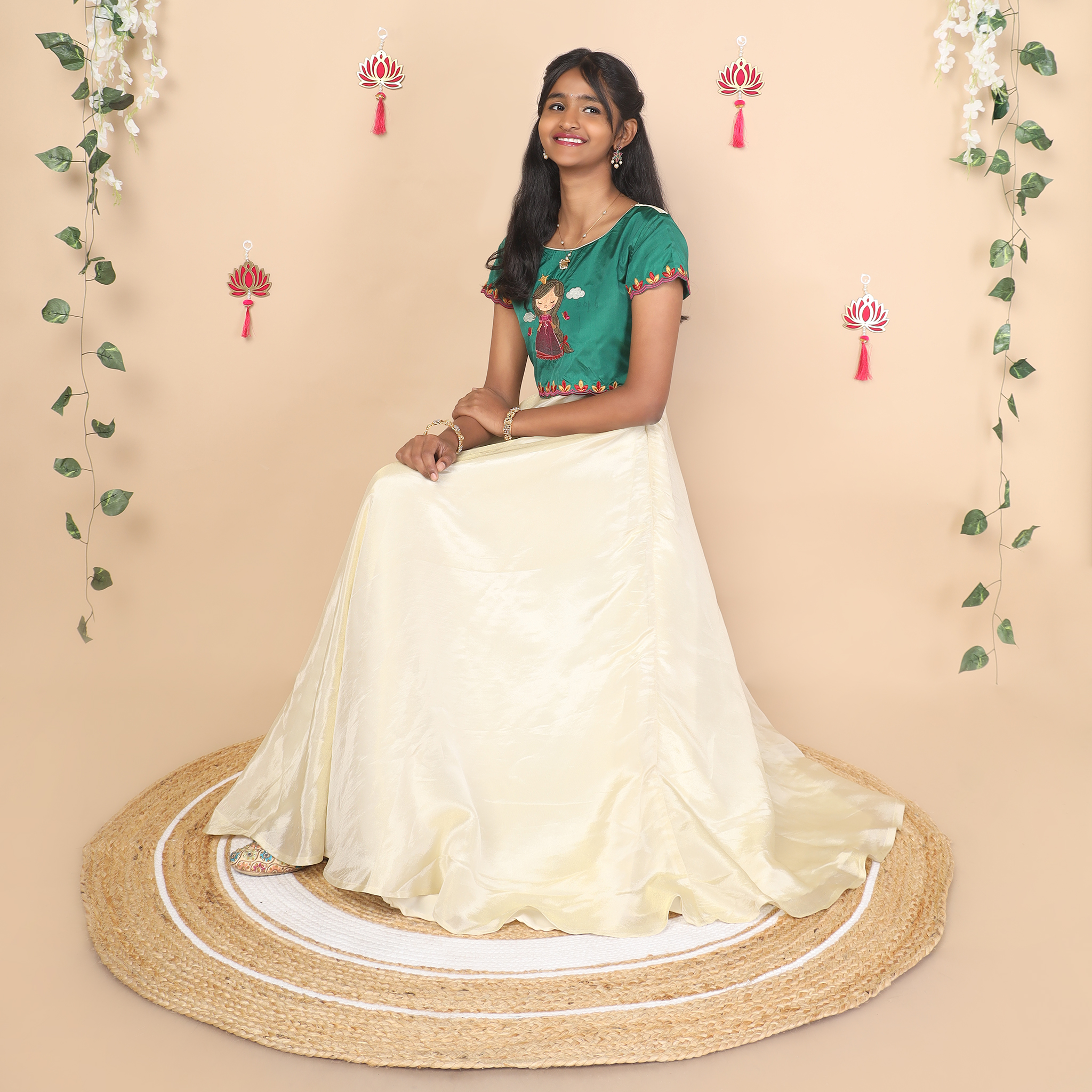 Nila ethnic long gown for girls full view