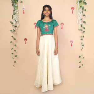 Front view of Nila ethnic long gown for girls