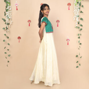 Side view of Nila ethnic long gown for girls