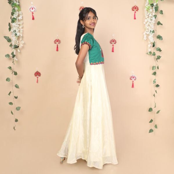 Side view of Nila ethnic long gown for girls