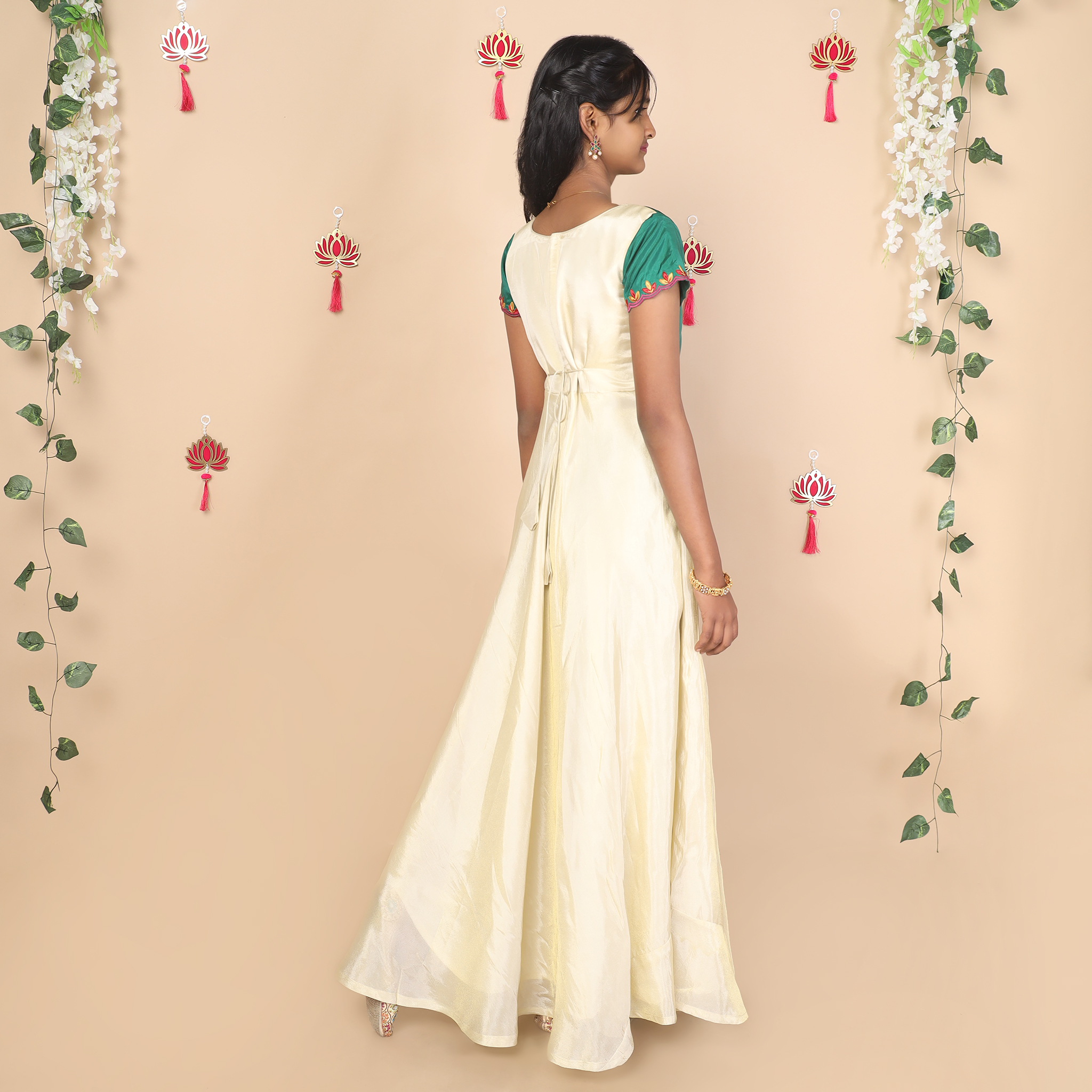 Back view of Nila ethnic long gown for girls