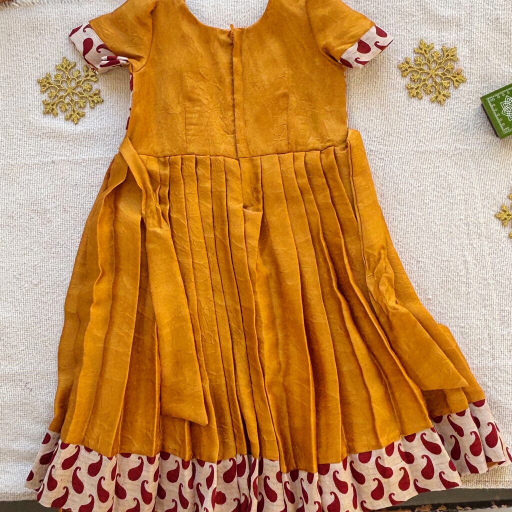 back view Arvi Kalamkari kids frock ready stock
