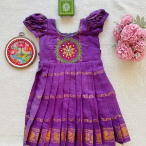 Purple kids festive frock full front view