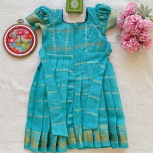 Teal kids festive frock full back view
