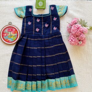 Navy blue kids festive frock front view