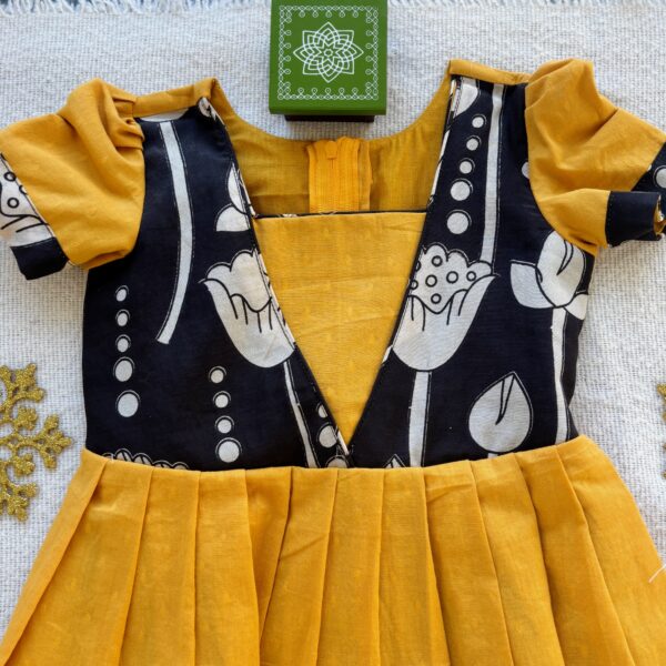 front view Arvi Kalamkari kids frock ready stock
