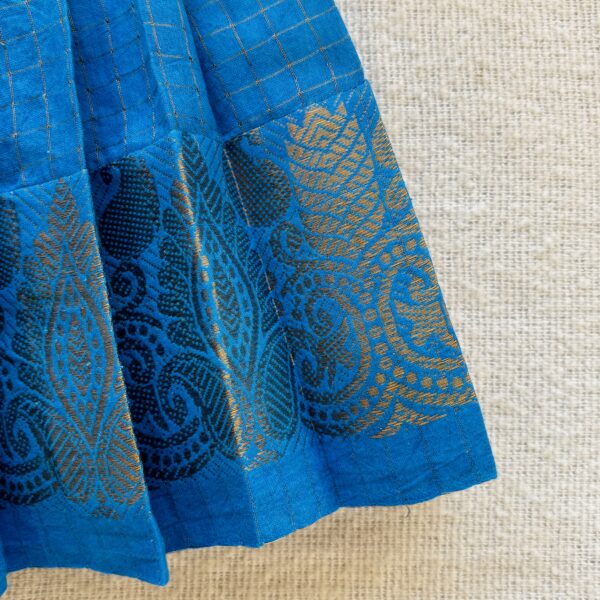 Blue zari border detail of kids frock