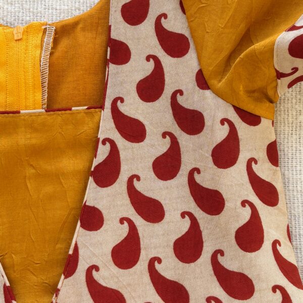 front view Arvi Kalamkari kids frock ready stock