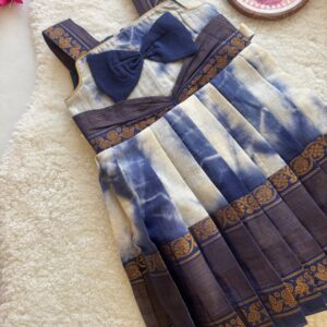 Arvi blue zari border kids frock full look limited stock