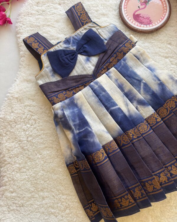 Arvi blue zari border kids frock full look limited stock
