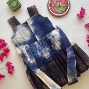 Arvi limited stock blue zari border kids frock immediate dispatch