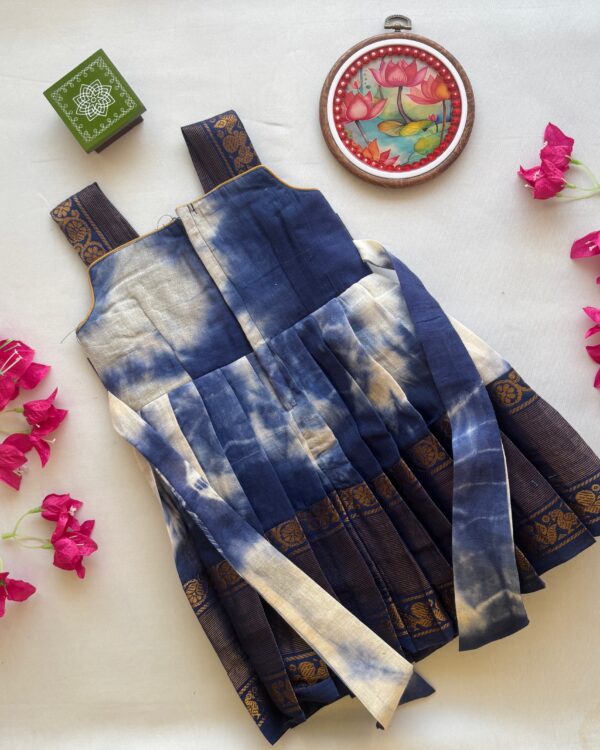 Arvi limited stock blue zari border kids frock immediate dispatch