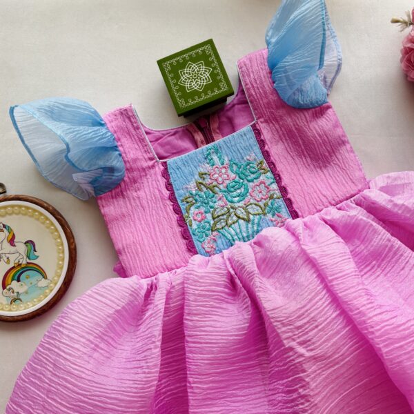 Taara pastel pink embroidered girls festive dress
