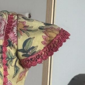 Yellow floral cotton girls frock for festive and casual wear