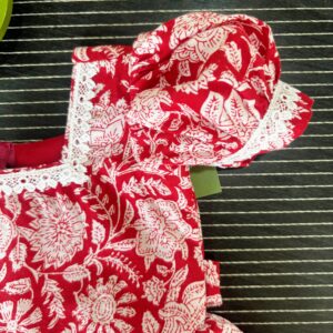 red floral print cotton kids frock
