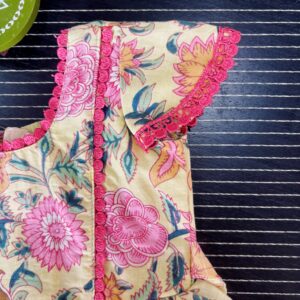 Handcrafted floral printed cotton frock for kids