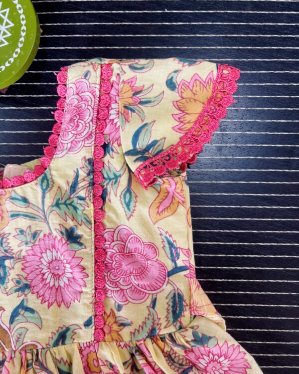 Handcrafted floral printed cotton frock for kids
