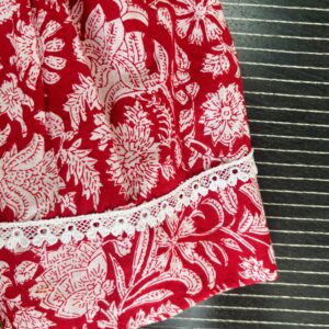 red gathered cotton frock for girls