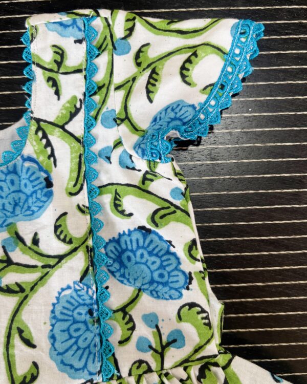 blue ethnic floral cotton girls dress