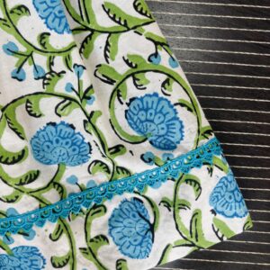 blue floral print cotton kids frock