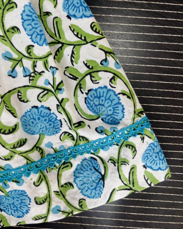 blue floral print cotton kids frock
