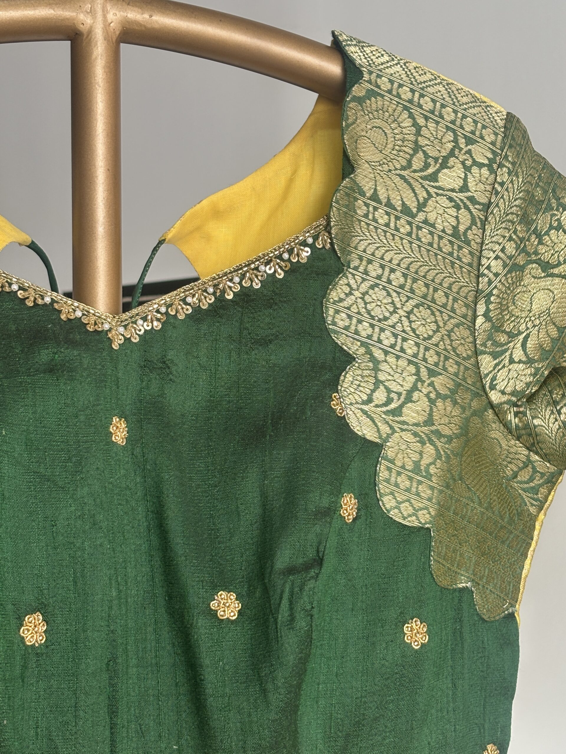 Pleated Lemon Yellow Ethnic Long Gown with Zari Border