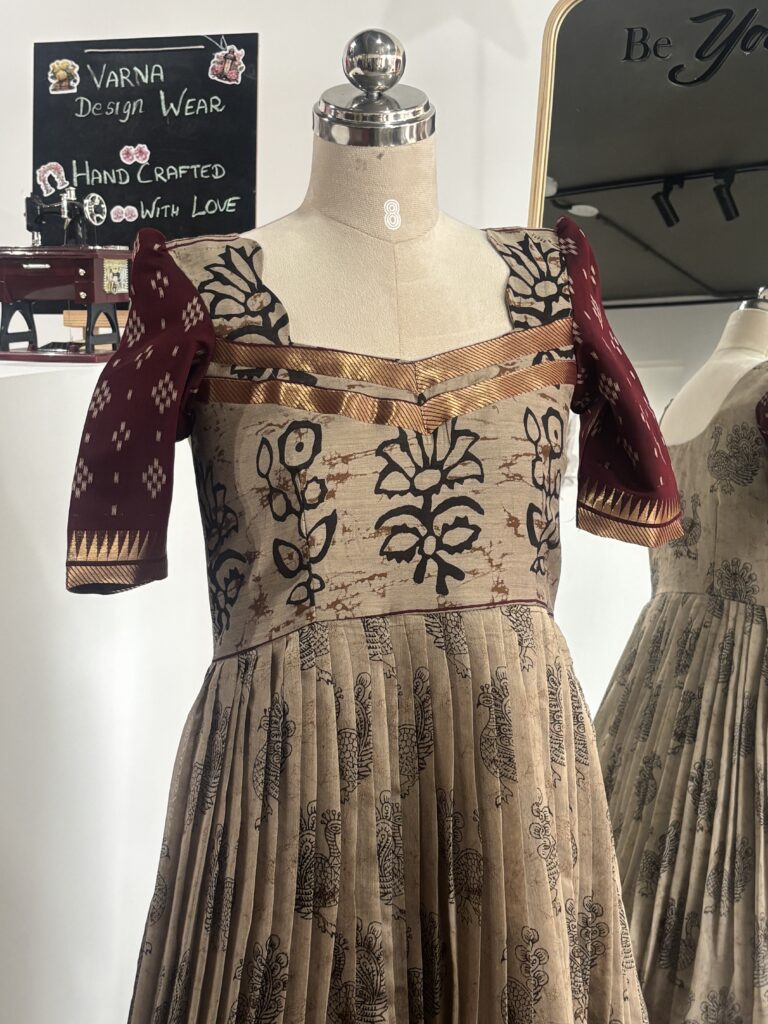 Kalamkari Anarkali with Soft Organza Dupatta