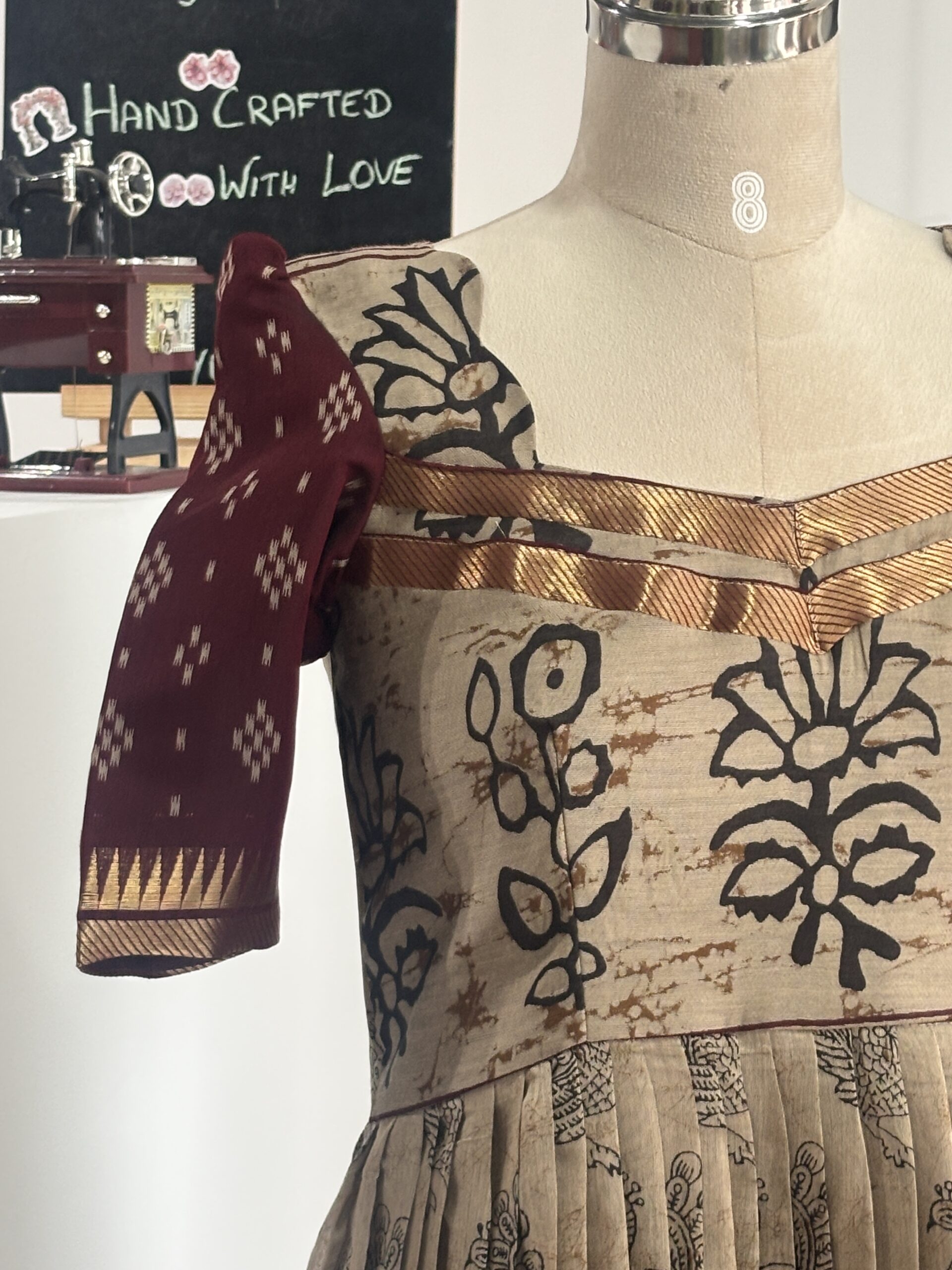 Pleated Kalamkari Anarkali Dress