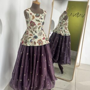 Lavender Peplum Lehenga Set for girl