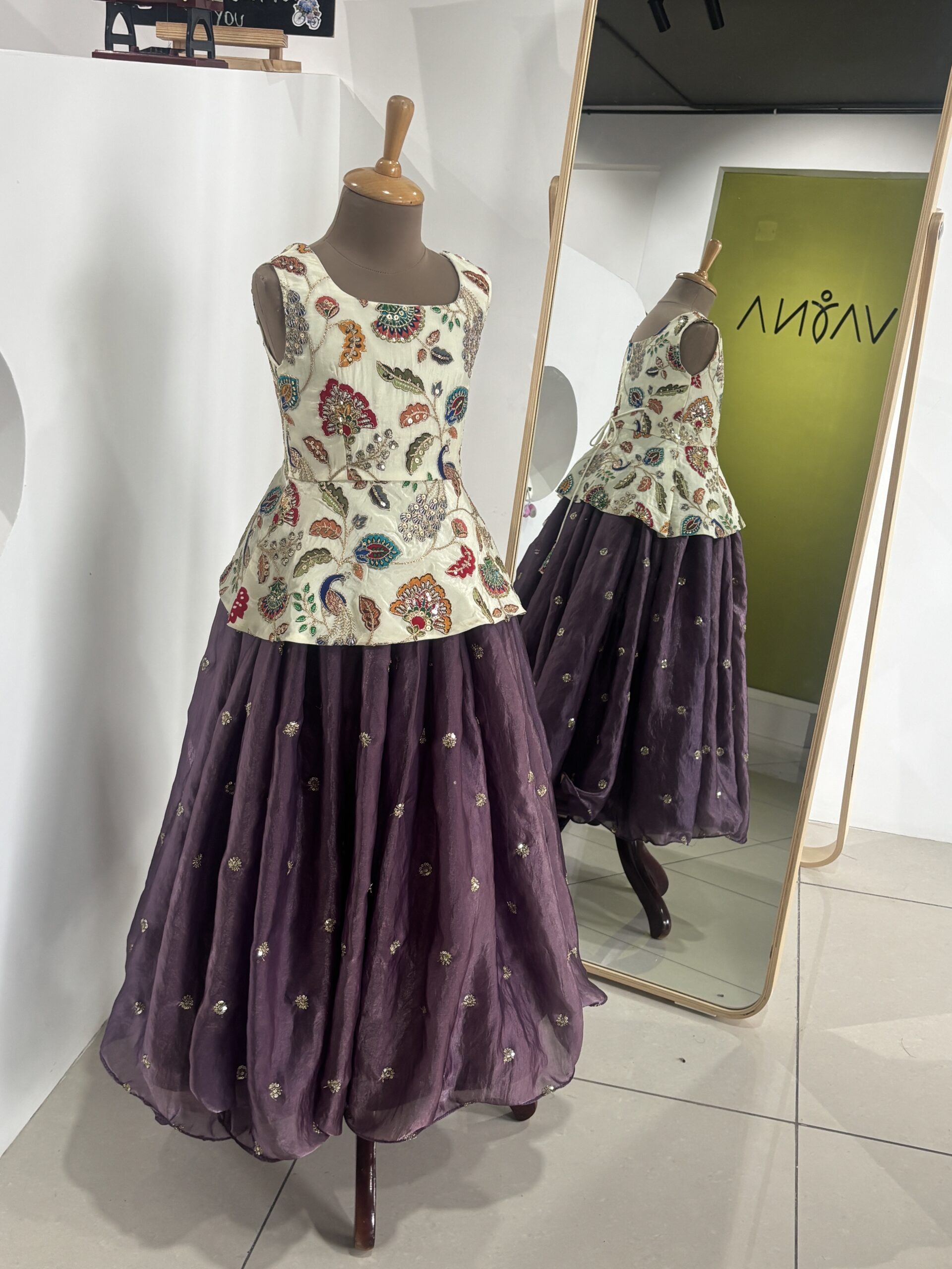 Lavender Peplum Lehenga Set for girl