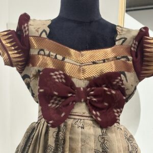 Arvi Kalamkari Bow Kids Frock front view