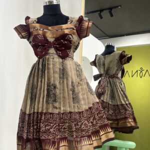 Kalamkari pleated kids frock