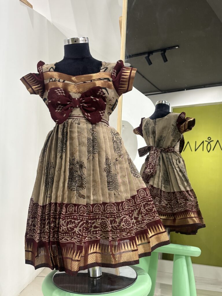Kalamkari pleated kids frock